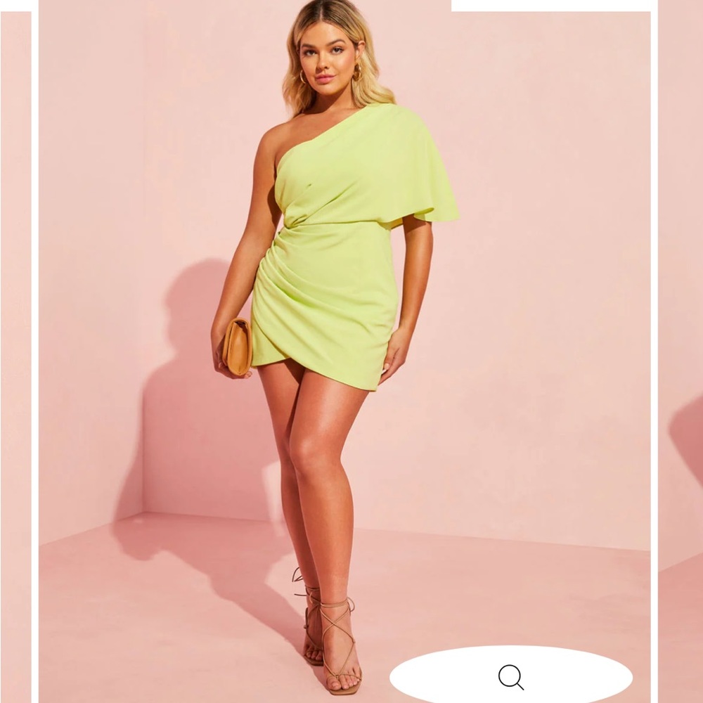 Vici One Shoulder Lime Dress Medium